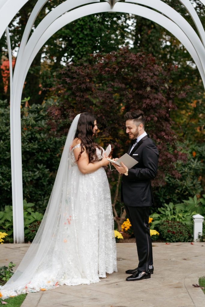 Bride and Groom Private Vow Reading at Avenir