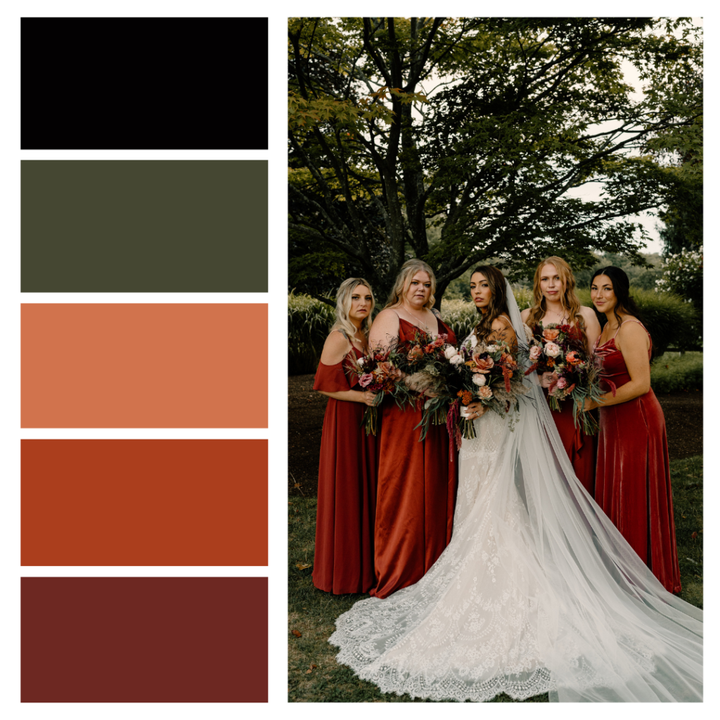 dark fall color inspiration for 2025 wedding colors