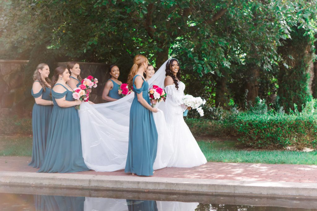 bride and bridesmaids ingarden