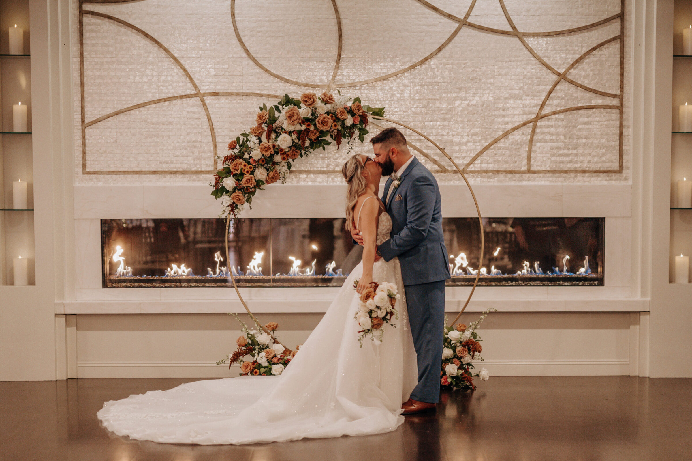 Villa full service wedding venue ballroom and fireplace