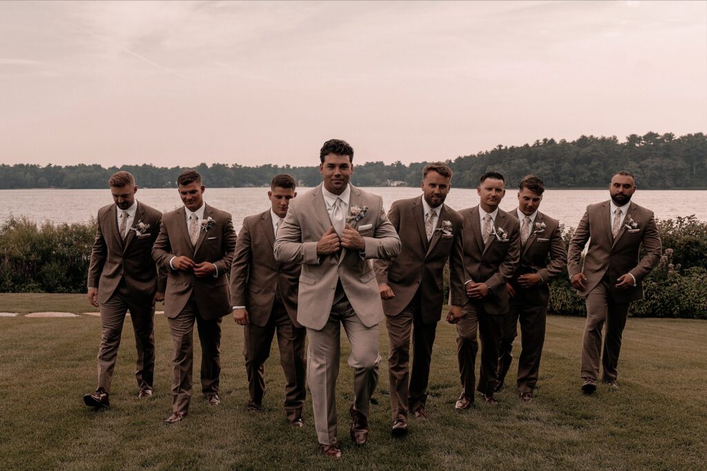 Groomsmen in mocha wedding colors