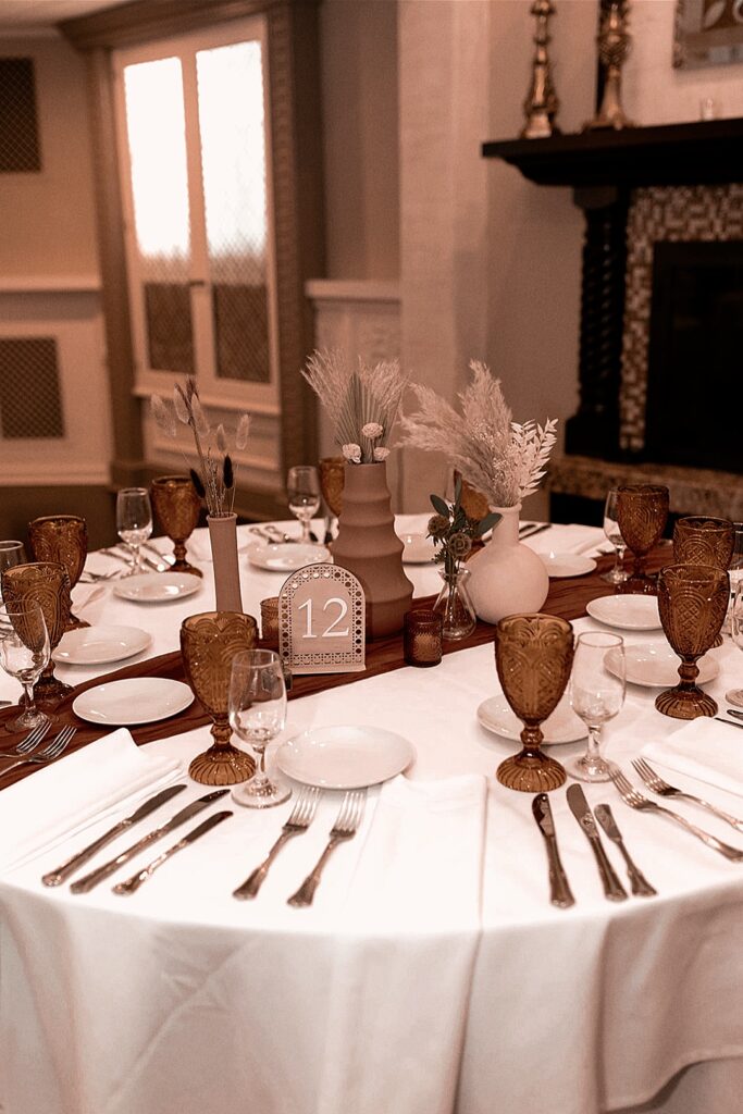 mocha wedding colors for table and centerpiece designs