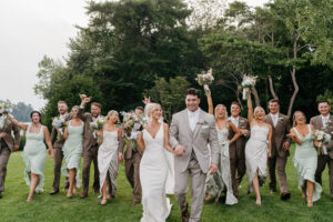 Wedding party at summer Lakehouse wedding
