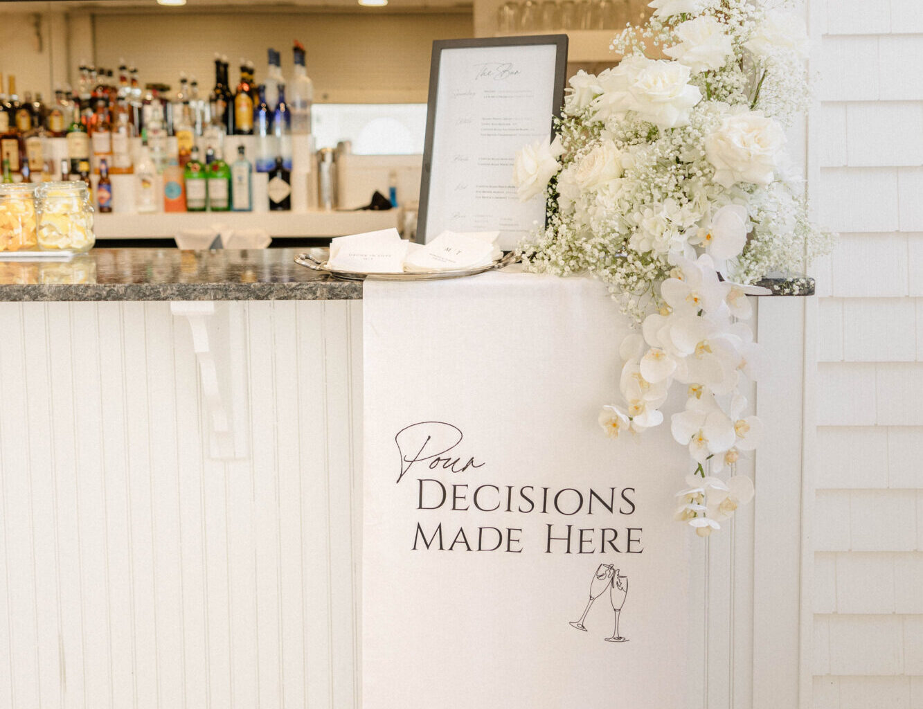 white bar signage
